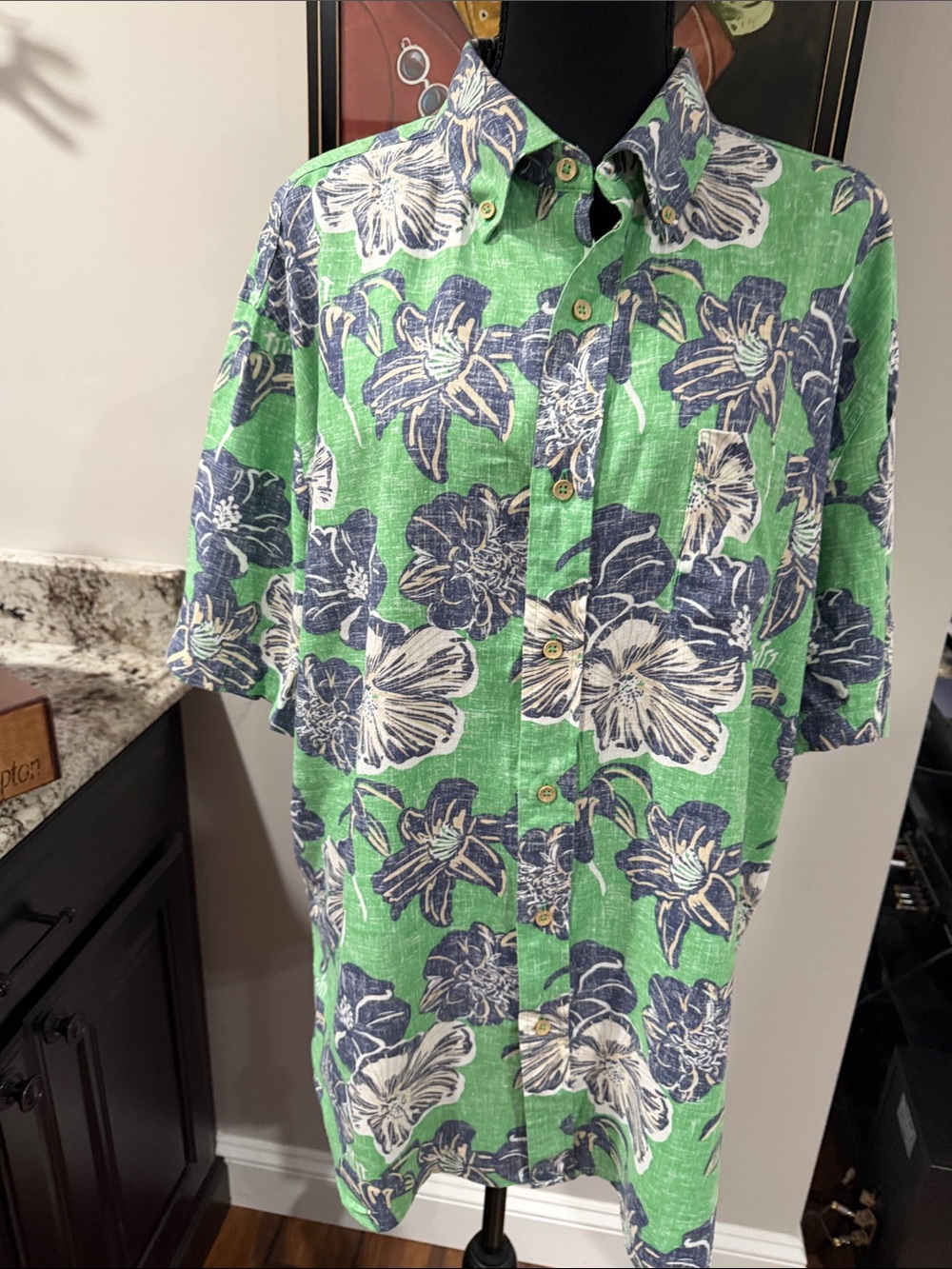 Southern Tide Men's Green Floral Short-Sleeve Button-Up Shirt Size XL